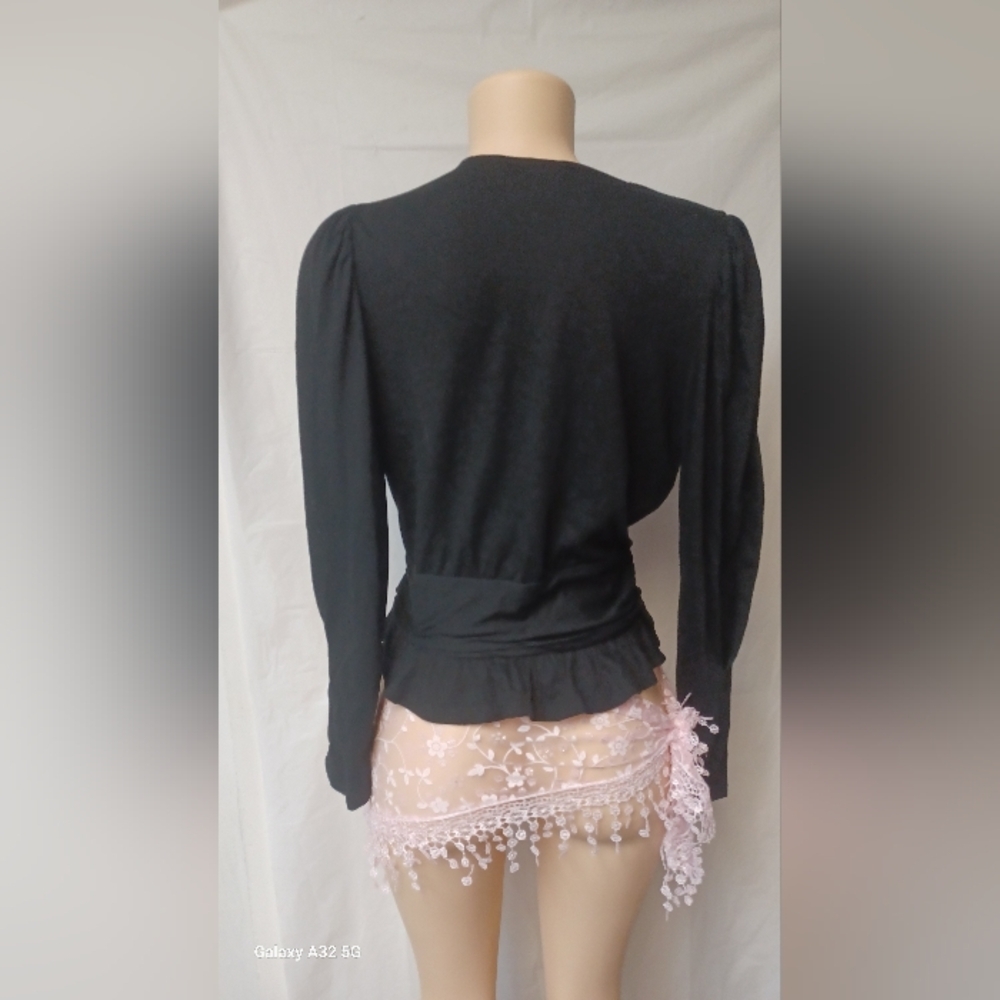 BANANA REPUBIC SIZE M Elegant Black Wrap Top - Picture 5 of 11